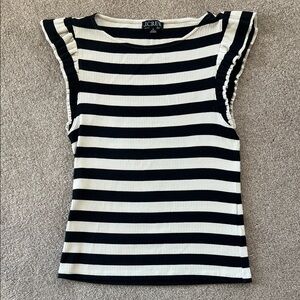 J. Crew Women's Black and White Striped Muscle Tee